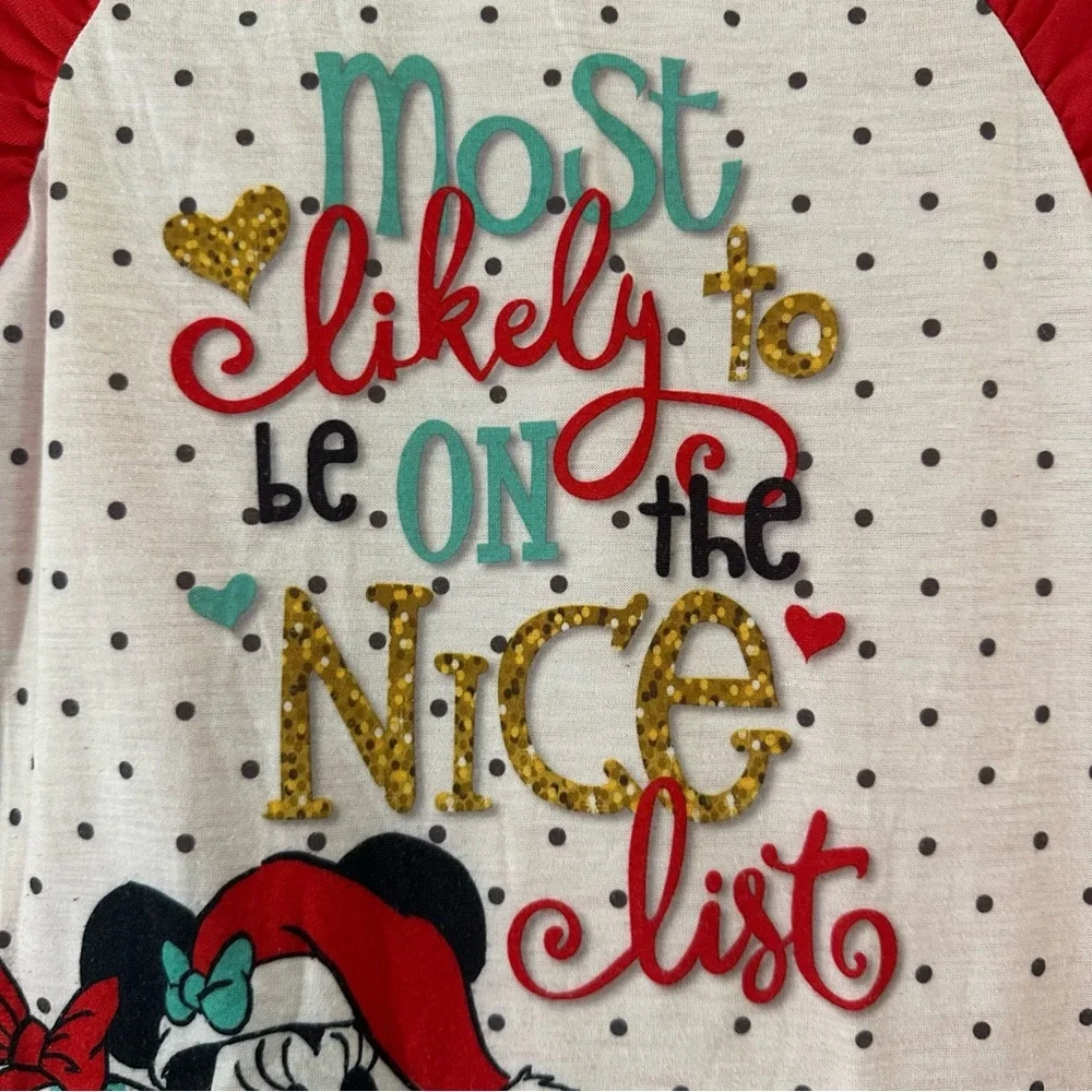 Disney Kids “Most likely to be on the nice list ”Long Sleeve pajama top